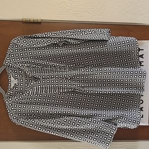 Croft & Barrow blouse, XL, geo black and white print